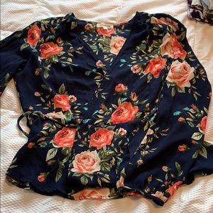 Monteau floral wrap blouse